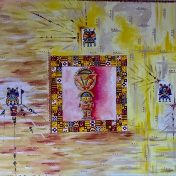 Painting titled "SOLEIL INCA" by Sandra Million, Original Artwork, Acrylic