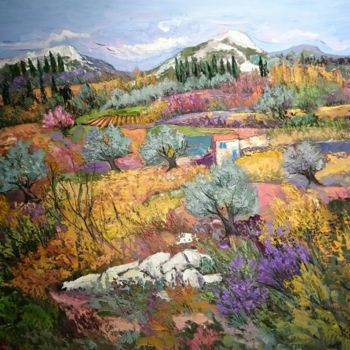 Pintura titulada "Les montagnes" por Milorv, Obra de arte original, Oleo