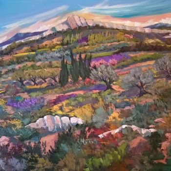 Pintura titulada "Les montagnes en Pr…" por Milorv, Obra de arte original