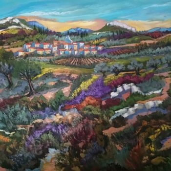 Painting titled "Village de Provence…" by Milorv, Original Artwork