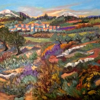 Ζωγραφική με τίτλο "Village en Provence" από Milorv, Αυθεντικά έργα τέχνης