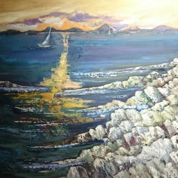 Peinture intitulée "La côte bleue" par Milorv, Œuvre d'art originale, Huile