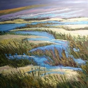 Painting titled "La camargue sauvage" by Milorv, Original Artwork, Oil