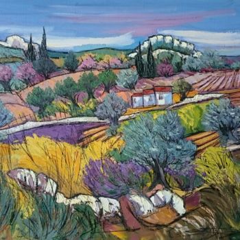 Ζωγραφική με τίτλο "Provence en fleurs" από Milorv, Αυθεντικά έργα τέχνης, Λάδι