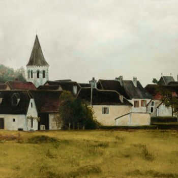 Peinture intitulée "Village du Périgord…" par Milreil, Œuvre d'art originale, Huile