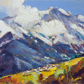 Painting titled "' The Alps '" by Stojan Milanov, Original Artwork, Oil