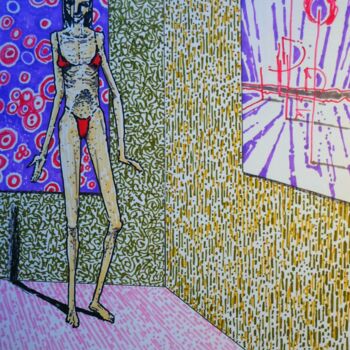 Dessin intitulée "Anorexic art critic" par Milto Sideris, Œuvre d'art originale, Marqueur