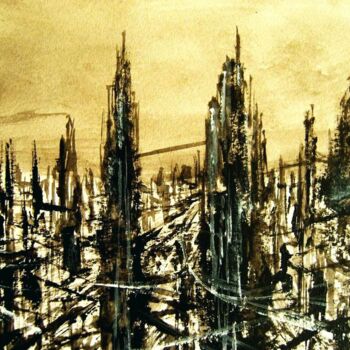 Картина под названием "Dark City Life" - Milto Sideris, Подлинное произведение искусства, Акрил