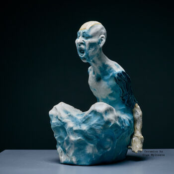 Skulptur mit dem Titel "“North Wind”" von Oly Miltys, Original-Kunstwerk, Keramik
