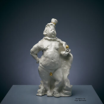 Sculpture titled "Naked king" by Oly Miltys, Original Artwork, Ceramics