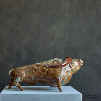 雕塑 标题为“Taurus” 由Oly Miltys, 原创艺术品, 陶瓷