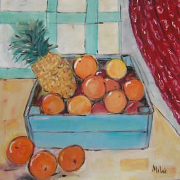 Schilderij getiteld "frutas/laranjas" door Milu Petersen, Origineel Kunstwerk