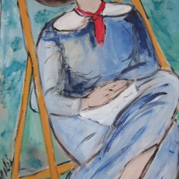 Peinture intitulée "menina sentada" par Milu Petersen, Œuvre d'art originale