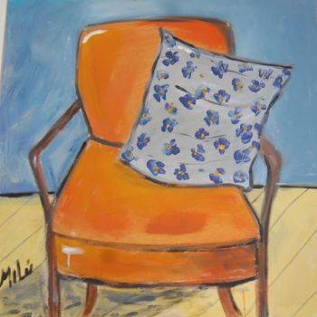 Peinture intitulée "cadeira laranja" par Milu Petersen, Œuvre d'art originale