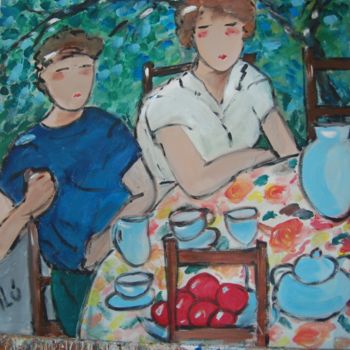 Pintura titulada "casal no jardim" por Milu Petersen, Obra de arte original, Acrílico