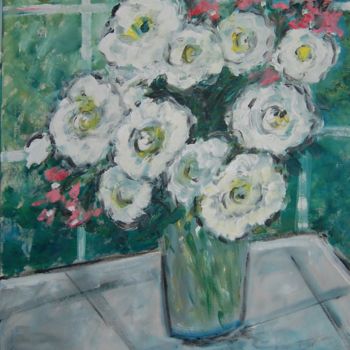 Painting titled "flores brancas" by Milu Petersen, Original Artwork