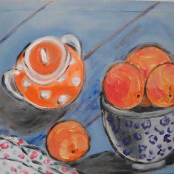Schilderij getiteld "oranges" door Milu Petersen, Origineel Kunstwerk