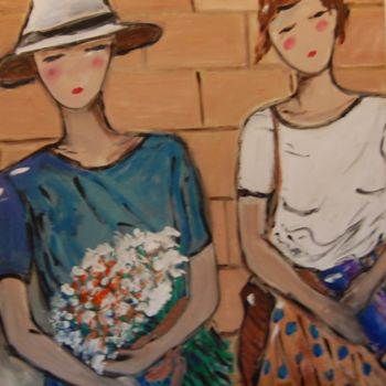 Картина под названием "duas amigas" - Milu Petersen, Подлинное произведение искусства, Акрил