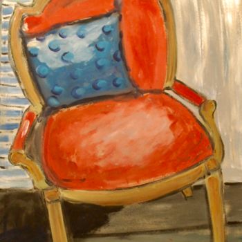 Painting titled "cadeira vermelha" by Milu Petersen, Original Artwork, Acrylic