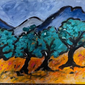 Painting titled "trees" by Milu Petersen, Original Artwork, Acrylic