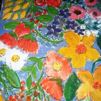 Ζωγραφική με τίτλο "tableauxs fleurs" από Milu Petersen, Αυθεντικά έργα τέχνης