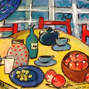 Pintura intitulada "mesa" por Milu Petersen, Obras de arte originais