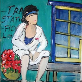 Malerei mit dem Titel "train station woman" von Milu Petersen, Original-Kunstwerk