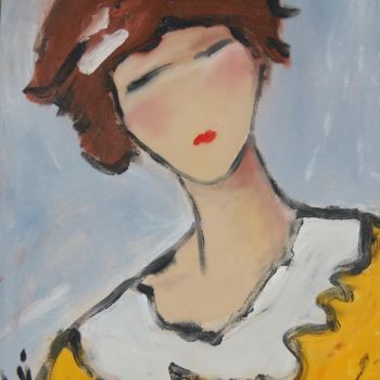 Painting titled "yellow blouse" by Milu Petersen, Original Artwork