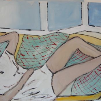 Картина под названием "Garota sentada em a…" - Milu Petersen, Подлинное произведение искусства