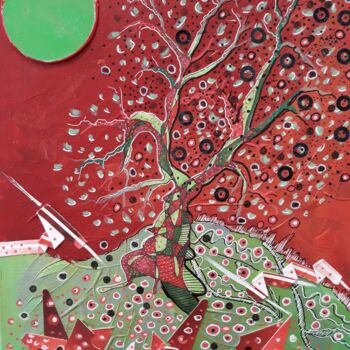Painting titled ""Vert-tige" de la g…" by Mimi Bressot, Original Artwork, Acrylic