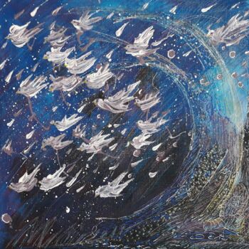 Pittura intitolato "Vague d'oiseaux "dé…" da Mimi Bressot, Opera d'arte originale, Acrilico