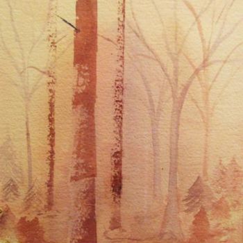 Pintura intitulada "Birches at Dawn" por Carol Hare, Obras de arte originais
