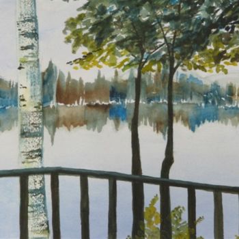 Pintura intitulada "Lakeside" por Carol Hare, Obras de arte originais