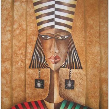 Peinture intitulée "Nefertiti boudeuse !" par Mimia Lichani, Œuvre d'art originale