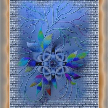 Digitale Kunst mit dem Titel "Fleur bleutée." von Mimia Lichani, Original-Kunstwerk