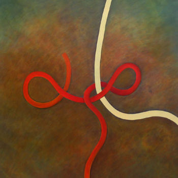 Painting titled "Tangles and Ties 1" by Mimi Chen Ting, Original Artwork, Oil