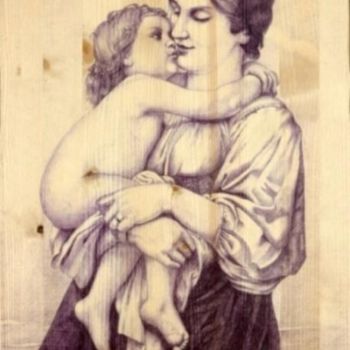 Painting titled "Maternità" by Mimmo Migliore, Original Artwork