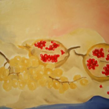 Pittura intitolato "Melograno e uva" da Rosalind, Opera d'arte originale
