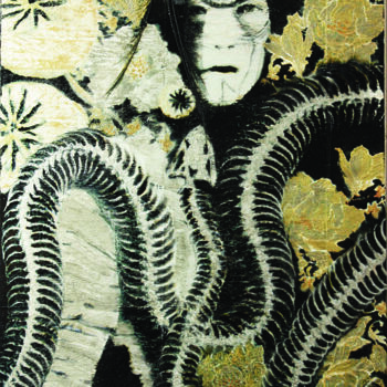 Painting titled "Shaman" by Mina, Original Artwork, Acrylic Mounted on Wood Panel