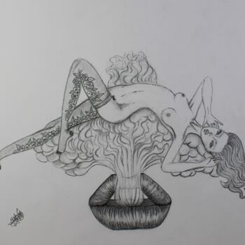 Рисунок под названием "Poison" - Mina B, Подлинное произведение искусства, Графит
