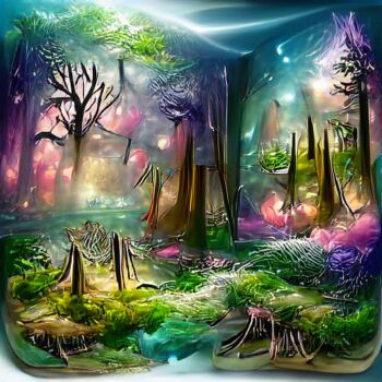 Digital Arts titled "Fantasy landscape w…" by Mina Nakamura, Original Artwork, 2D Digital Work