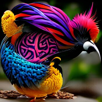 Arte digitale intitolato "Colorful exotic bird" da Mina Nakamura, Opera d'arte originale, Lavoro digitale 2D