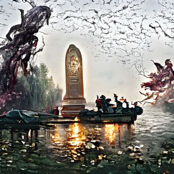 Arts numériques intitulée "Memorial at lake" par Mina Nakamura, Œuvre d'art originale, Peinture numérique