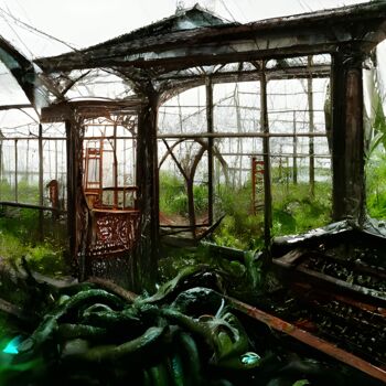 Digital Arts titled "Abandoned greenhouse" by Mina Nakamura, Original Artwork, Digital Painting
