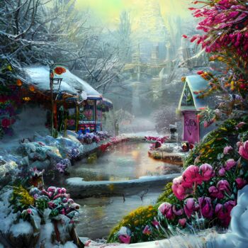 Digital Arts titled "Winter wonderland" by Mina Nakamura, Original Artwork, Digital Painting