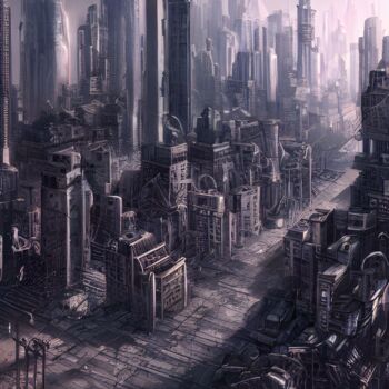 Arts numériques intitulée "Dystopian cityscape" par Mina Nakamura, Œuvre d'art originale, Peinture numérique