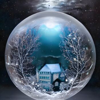 Arte digitale intitolato "Winter house in sno…" da Mina Nakamura, Opera d'arte originale, Pittura digitale