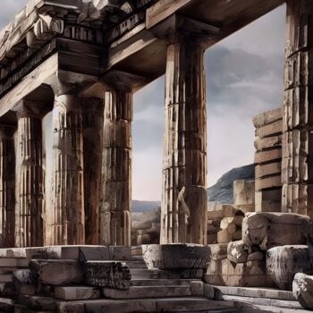 Arts numériques intitulée "Greek building ruins" par Mina Nakamura, Œuvre d'art originale, Peinture numérique