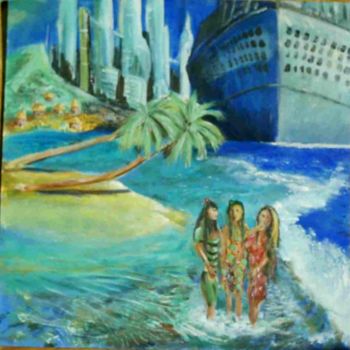 Pintura intitulada "paradis perdu" por Yanick Douet, Obras de arte originais