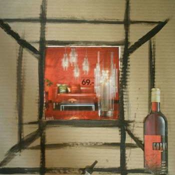 Pintura titulada "bouteille de vin" por Yanick Douet, Obra de arte original